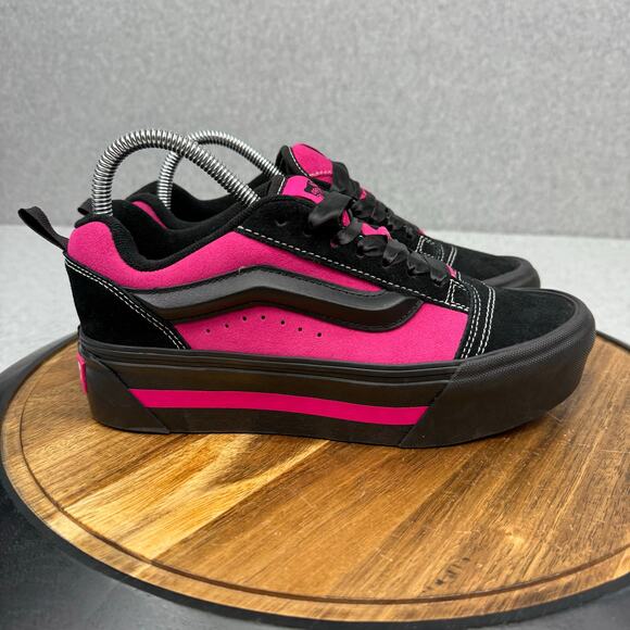Vans Knu Skool Platform Women’s Size 8.5 Black Pink Stacked Casual Sneakers - Picture 1 of 7